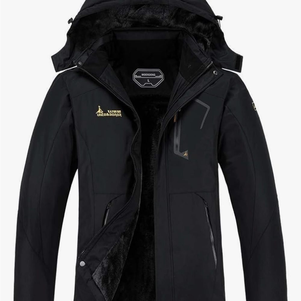 Water Proof ski jacket Black Performance Jacket with Detachable Hood. New